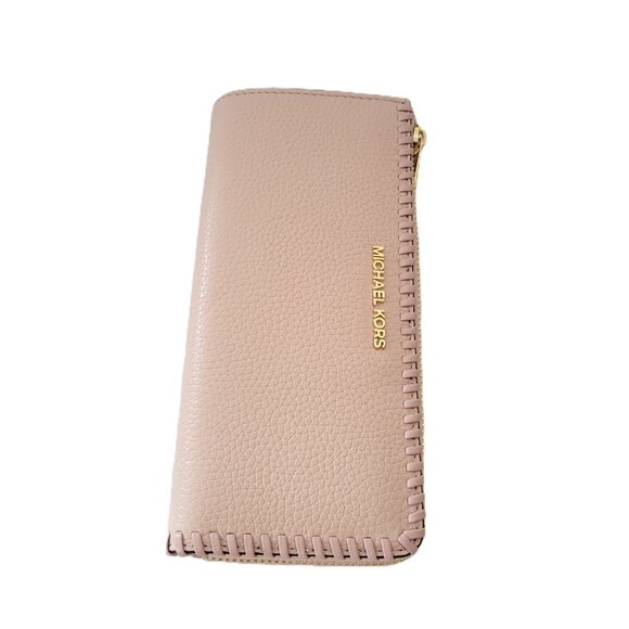 Michael Kors Jet Set Travel Large Three Quarter Zip Wallet Powder Blush Leather - Picture 4 of 6